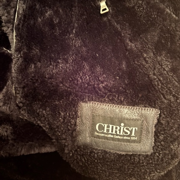 Christ Forest Green and Black Shearling Coat - Picture 3 of 4